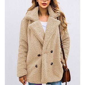 Fuzzy casual women's peacoat Jacket